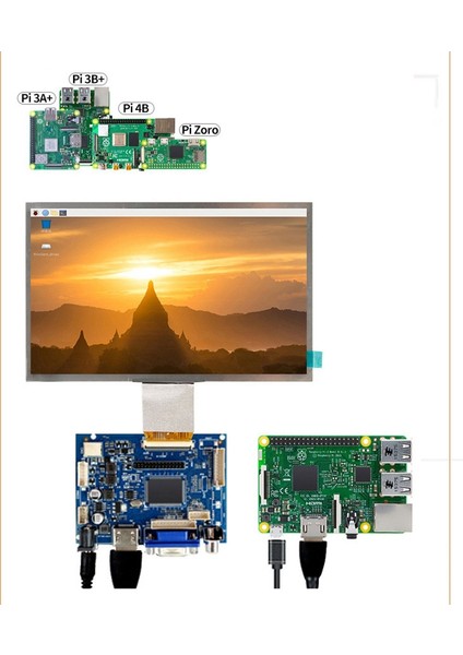 7 Inç 1024X600 LCD Ekran Ekran Sürücü Kartı W/sürücü Kartı Monitörü Raspberry Pi Için Destek Av Geri Döndürme Önceliği (Yurt Dışından)