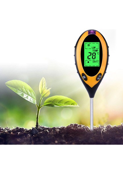 Yıeryı Yeni 4 In 1 Dijital Ph Ölçer Toprak Nemi Monitör Sıcaklık Güneş Işığı Test Cihazı Bahçe Bitkileri Için LCD Ekran ile Tarım (Yurt Dışından)