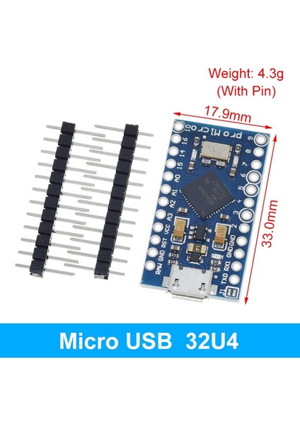 Tzt Pro Mikro ATMEGA32U4 5 V 16 Mhz ATMEGA328'I Arduino Pro Mini Için 2 Satır Pin Başlığı ile Leonardo Mini USB Arayüzü Değiştirin (Yurt Dışından)