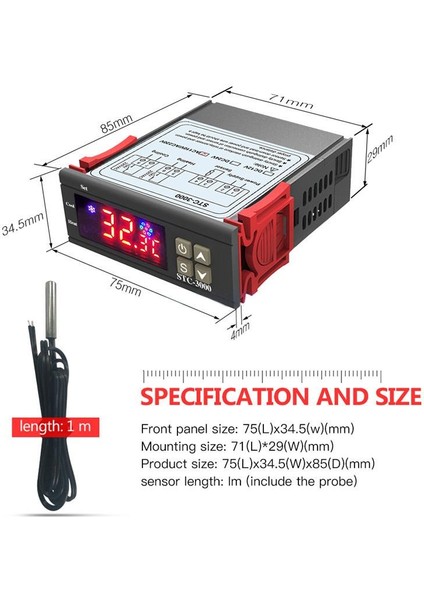 STC-3000 12V LED Dijital Sıcaklık Kontrol Cihazı Termostat Kontrol Isıtma Soğutma Sensörü Nem Ölçer (Yurt Dışından) fırsatları