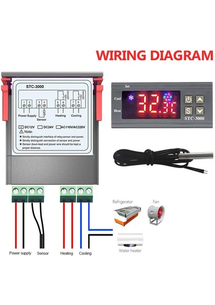 STC-3000 12V LED Dijital Sıcaklık Kontrol Cihazı Termostat Kontrol Isıtma Soğutma Sensörü Nem Ölçer (Yurt Dışından) indirimleri