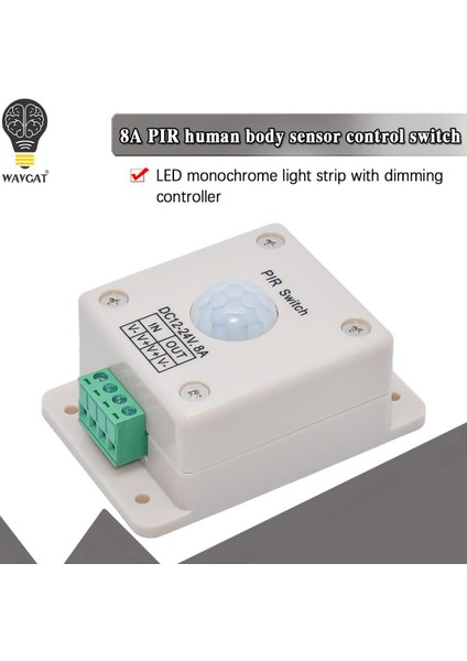 12V 24V 8A Pır Hareket Sensörü Anahtarı Dc 12-24V Kızılötesi Ir Vücut Işığa Duyarlı Kontrol Algılama Açma Kapama Anahtarı Koridor Kapalı Anahtarı (Yurt Dışından)