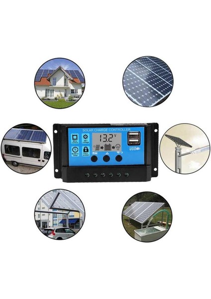 60A/50A/40A/30A/20A/10A 12V 24V Otomatik Solar Şarj Regülatörü Pwm Kontrol Cihazı (Yurt Dışından)