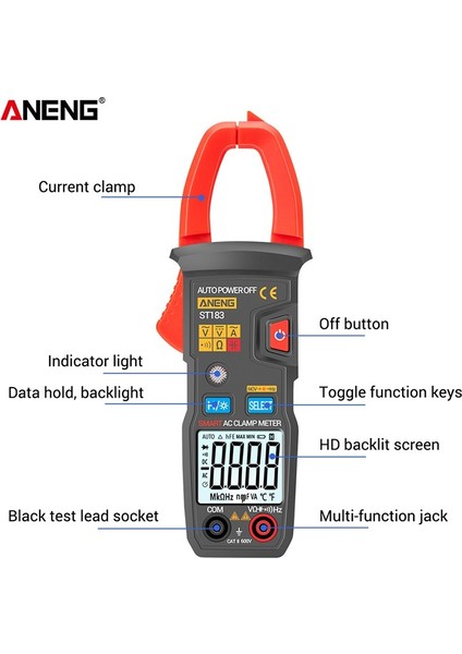 Aneng ST183 Dijital Pens Metre Ac Akım 6000 Sayım True Rms Multimetre Dc/ac Gerilim Test Cihazı Hz Kapasite Ncv Ohm Testleri (Yurt Dışından)