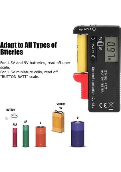 BT-168 Pro Kapasite Test Cihazı Dijital Checker Aa 1.5V 9V Için Plastik Taşınabilir Hücre Test Cihazı (Yurt Dışından) indirimleri