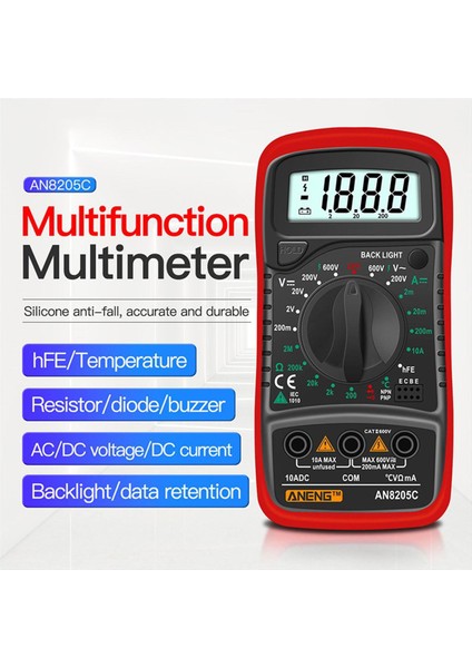 Aneng Dijital Multimetre Ac/dc Gerilim Multimetre Dc Akım Ölçümü Evrensel Metre Arka Işık Veri Saklama (Yurt Dışından)
