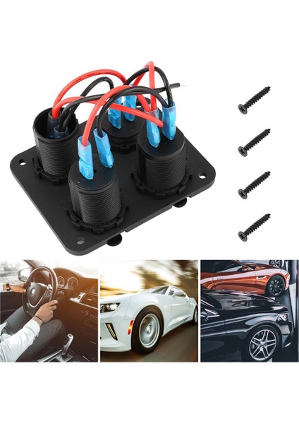 Çift USB Portu + LED Voltmetre + 12-24V Priz + Açma-Kapama Anahtar Paneli (Yurt Dışından)