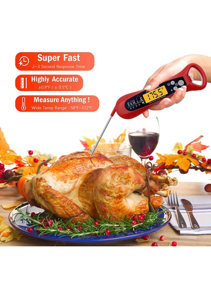 Et Termometresi, Pişirme Için Dijital Anında Okunan Gıda Termometresi, Mutfak Için Yemek Termometresi, Izgara Barbekü Kırmızı (Yurt Dışından) indirimleri