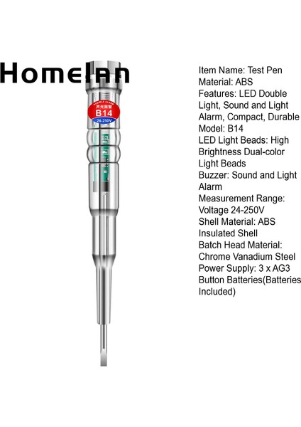 Homeınn Devre Test Cihazı Yüksek Parlaklık 24-250 V Elektroskop Tornavida Test Kalemi Aracı (Yurt Dışından) modelleri