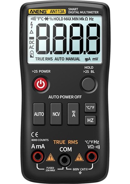 Sıcaklık Test Cihazı ile Dijital Multimetre True Rms LCD Ekran 4000 Sayım Otomatik Değişen Ac/dc Transistör Gerilim Amplifikatörü Ohm Frekans Kapasite Ölçer (Yurt Dışından)
