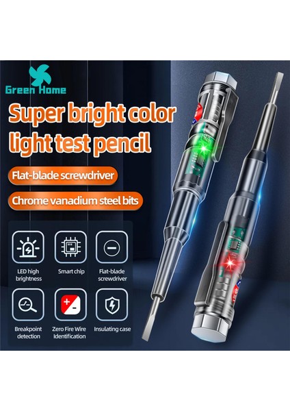 Yeşil Ev Elektrikli Test Kalemi LED Çift Işıklar 24-250 V Özel Indüksiyon Elektrik Tornavida Kalemi (Yurt Dışından) fırsatları