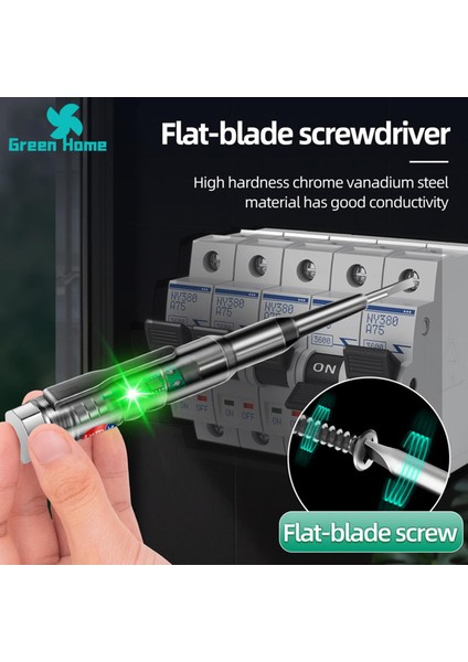 Yeşil Ev Elektrikli Test Kalemi LED Çift Işıklar 24-250 V Özel Indüksiyon Elektrik Tornavida Kalemi (Yurt Dışından) indirimleri