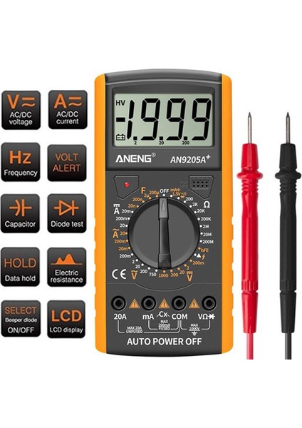 Dası El LCD Dijital Multimetre Ac/dc Voltmetre Diyot Testi Akım Direnç Ölçer Multimetre Profesyonel Araç (Yurt Dışından)