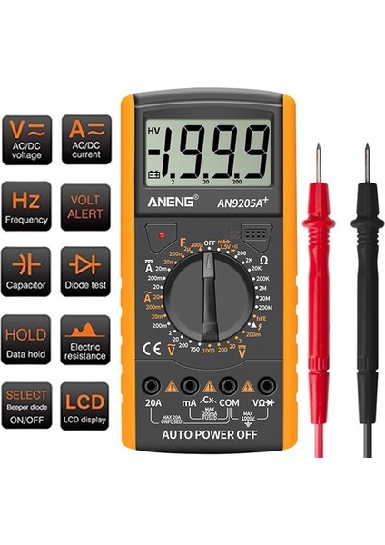 Dası El LCD Dijital Multimetre Ac/dc Voltmetre Diyot Testi Akım Direnç Ölçer Multimetre Profesyonel Araç (Yurt Dışından)
