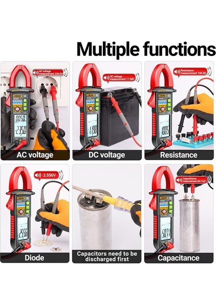 Aneng PN102 Multimetre Ses Yayını Dijital Kelepçe Ampermetre Ncv Gerilim Algılama Direnç Kapasitesi (Yurt Dışından)