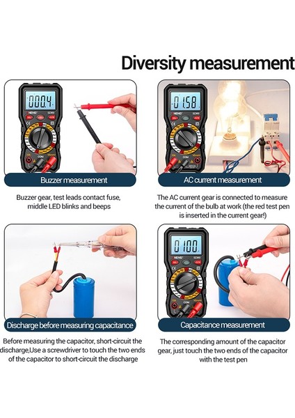 Aneng SZ302 Dijital Multimetre 2000 Sayım Gerilim Test Cihazı Arka Işık Parlak Ekran Akım Ölçme Ölçer Aracı Ncv Temassız Indüksiyon (Yurt Dışından)