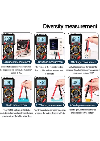 Aneng SZ302 Dijital Multimetre 2000 Sayım Gerilim Test Cihazı Arka Işık Parlak Ekran Akım Ölçme Ölçer Aracı Ncv Temassız Indüksiyon (Yurt Dışından)