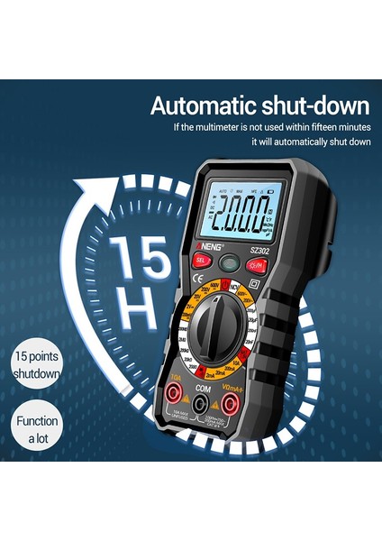 Aneng SZ302 Dijital Multimetre 2000 Sayım Gerilim Test Cihazı Arka Işık Parlak Ekran Akım Ölçme Ölçer Aracı Ncv Temassız Indüksiyon (Yurt Dışından)