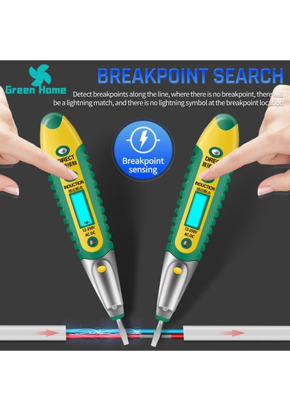 Green Home Elektrik Test Kalemi Okunması Kolay Temassız Ac Dc 12-250V Gerilim Test Kalemi (Yurt Dışından) indirimleri