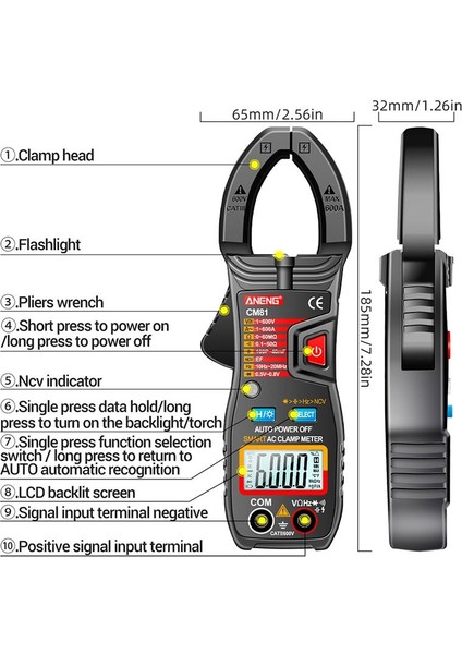 Profesyonel Araç Taşınabilir LCD Dijital Kelepçe Ampermetre Multimetre Ac/dc Gerilim Diyot Test Cihazı Akım Direnç Ölçer Multitester (Yurt Dışından) modelleri