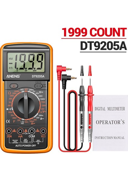 LCD Dijital Multimetre Taşınabilir 1999 Sayımlar Multitester Ac/dc Gerilim Diyot Test Cihazı Akım Direnci Kapasite Ölçer Ampermetre Test Probu ile (Yurt Dışından)