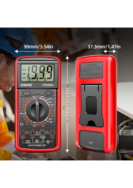 LCD Dijital Multimetre Taşınabilir 1999 Sayımlar Multitester Ac/dc Gerilim Diyot Test Cihazı Akım Direnci Kapasite Ölçer Ampermetre Test Probu ile (Yurt Dışından)