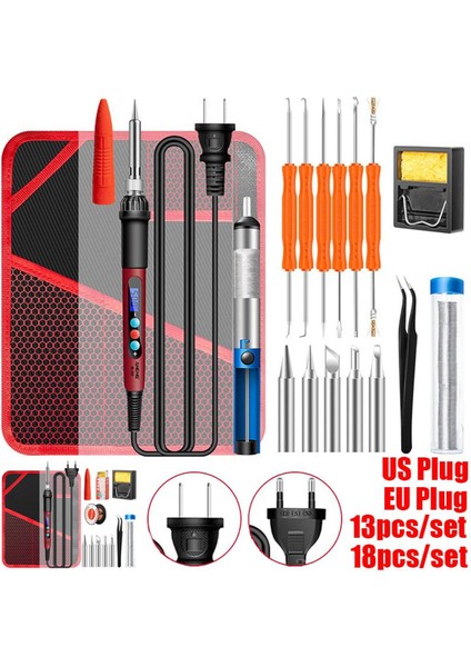 13/18 Adet Aneng Havya Kiti Ayarlanabilir Sıcaklık 60 W Lehim Kaynak Araçları Seramik Isıtıcı Lehimleme Ipuçları Sökme Pompası (Yurt Dışından)