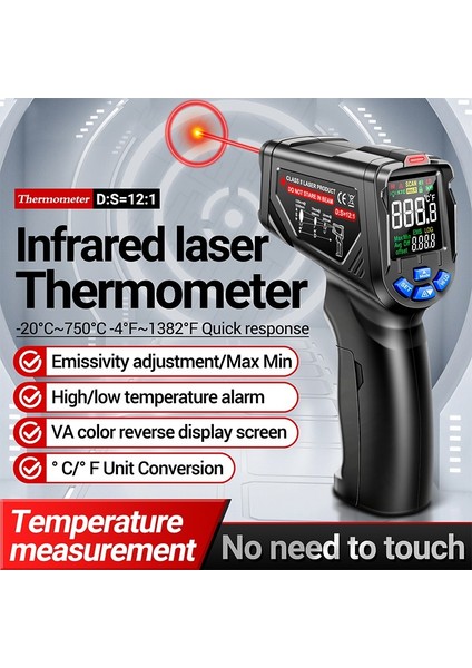 El Tipi Dijital Sıcaklık Termometresi Endüstriyel Kızılötesi Termometre Lazer Sıcaklık Termometresi Gıda Termometresi -20°C-750°C (Yurt Dışından) fırsatları