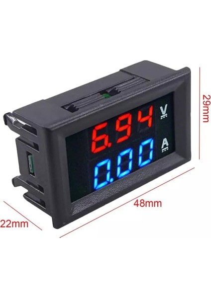 Ayak Kanepesı Dijital Voltmetre 0.28 Inç Dc 0-100 V 10A/50A/100A Voltmetre Ampermetre Mavi + Kırmızı LED Amp Çift Dijital Volt Metre Ölçer Elektromobile Motosiklet Araba (Yurt Dışından)
