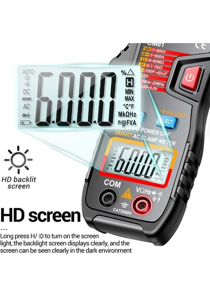 Evrensel Metre LCD Dijital Kelepçe Ampermetre Multimetre Ac Dc Akım Gerilim Multimetre Test Aracı El Feneri Fonksiyonu ile (Pilsiz) (Yurt Dışından) fırsatları