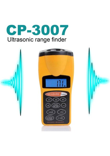 CP-3007 Çok Fonksiyonlu LCD Ultrasonik Mesafe Ölçer Ölçüm Mesafe Bulucu (Yurt Dışından)