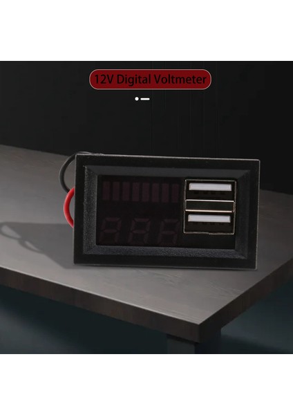Kırmızı LED Dijital Ekran Voltmetre Mini Gerilim Ölçer Volt Test Cihazı Paneli Dc 12V Arabalar Motosikletler Araçlar Için USB 5V2A Çıkışı 12V Pil (Yurt Dışından)