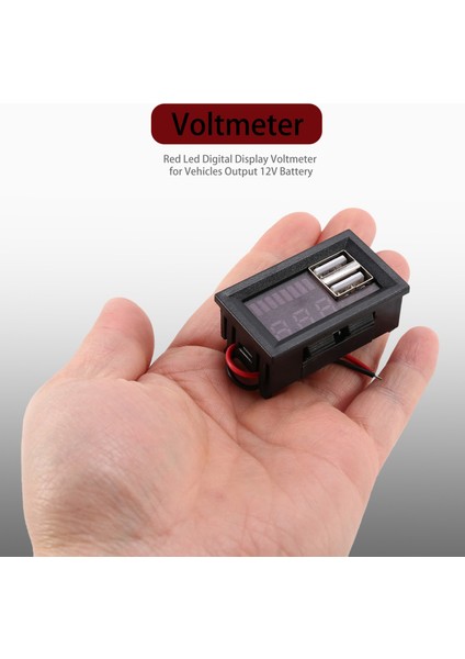 Kırmızı LED Dijital Ekran Voltmetre Mini Gerilim Ölçer Volt Test Cihazı Paneli Dc 12V Arabalar Motosikletler Araçlar Için USB 5V2A Çıkışı 12V Pil (Yurt Dışından)
