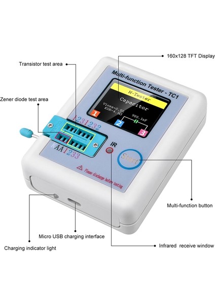 Diyot Triyot Kapasitör Için 1,8 Inç (160X128) Tft Transistör Test Cihazı (Yurt Dışından)