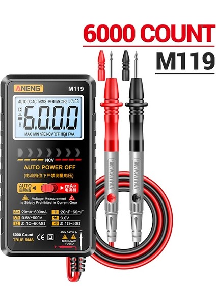 Dijital Multimetre 6000 Sayım Evrensel Metre Elektrik Test Cihazı Multitester Ac/dc Voltmetre Ampermetre (Yurt Dışından)