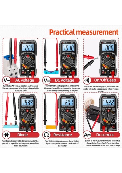 Aneng SZ06 Ac/dc Gerilim Dijital Multimetre Dc Akım Direnç Ölçüsü 2000 Sayım Ampermetre (Yurt Dışından)