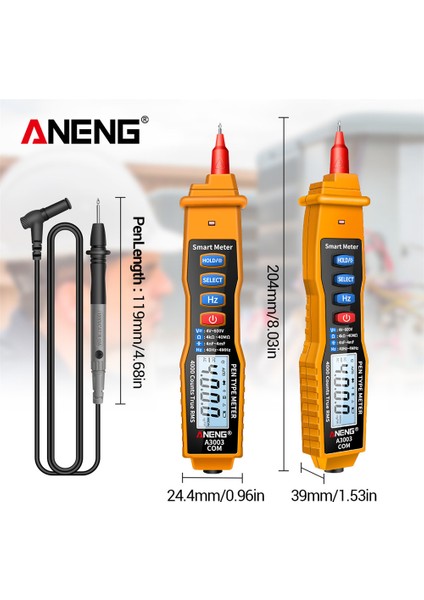 Aneng A3003 Multimetre Kalem Tipi Metre 4000 Temassız Sarı Sayım (Yurt Dışından) indirimleri