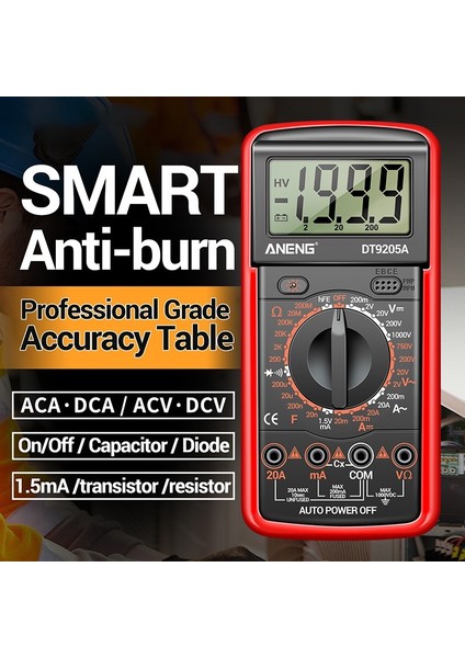 Dijital Multimetre 1999 Otomatik Kademe Sayımı Ac/dc Gerilim Ölçer Ampermetre Ohmmetre (Pilsiz) (Yurt Dışından) fiyatları