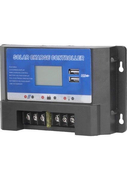 Güneş Paneli Şarj Regülatörü Regülatörü 12V/24V Otomatik Çift USB 20/30A Pil (Yurt Dışından)