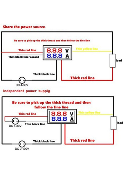 Adet Dijital Voltmetre Ampermetre Dc 100 V 10A Amp Gerilim Akım Ölçer Test Cihazı Mavi + Kırmızı Çift LED Ekran Paneli (Yurt Dışından)