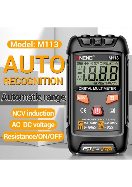 Aneng Akıllı Dijital Multimetre M113 Ncv Indüksiyon Direnci Ölçüsü 1999COUNT Ac/dc Gerilim Ampermetre (Yurt Dışından)