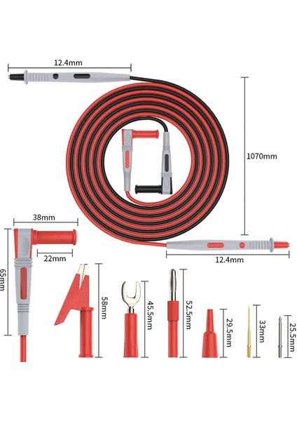 P1503B Multimetre Test Kabloları Kiti, Timsah Klipsli Dijital Multimetre Kabloları Değiştirilebilir Multimetre Prob Uçları (Yurt Dışından)
