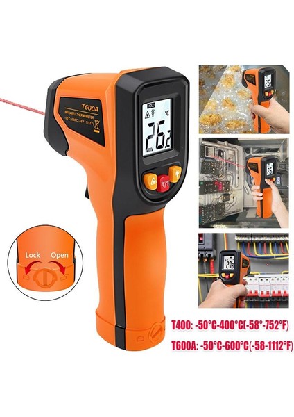 Dijital Kızılötesi Termometre Lazer Termometre Temassız Lazer Sıcaklık Ölçer Endüstriyel Alet (-50~400°C/-50~600°C) (Yurt Dışından)