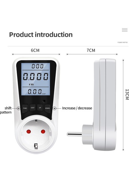 DDS109L Wer Metre Soketi Monitörler Wer Elektrik Tüketimi Watt Metre Takılabilir Soket Wer Watt Ölçer (Yurt Dışından)