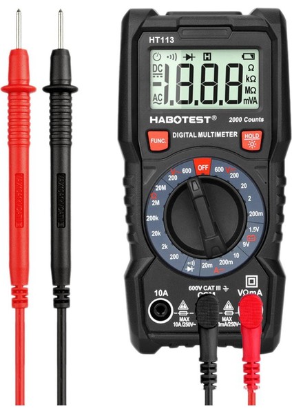 Habotest HT113 El Dijital Multimetre Test Cihazı Profesyonel Ac Dc Ohm Hz True Rms Transistör Test Cihazı Multitester Çoklu Metre (Yurt Dışından)