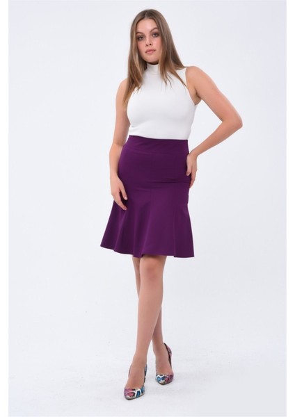 Kadın Mor Mevsimlik Parçalı kloş Midi Etek 1896-63