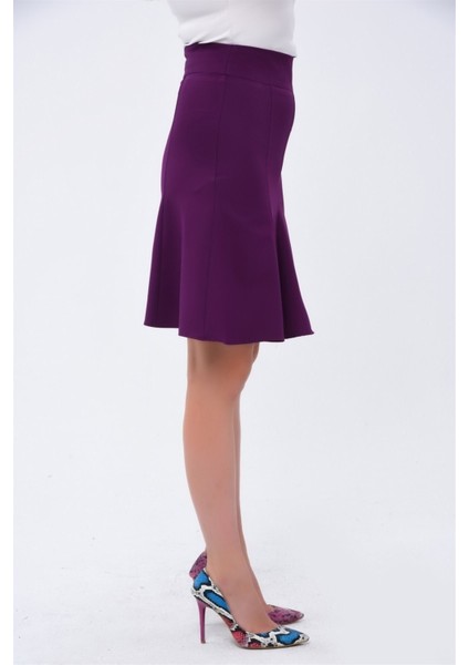 Kadın Mor Mevsimlik Parçalı kloş Midi Etek 1896-63 modelleri