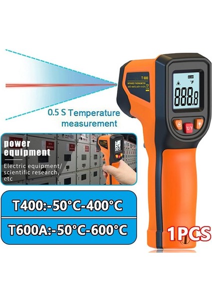 1pc -50~400°C/-50~600°C Dijital Kızılötesi Termometre Temassız Lazer Sıcaklık Ölçer El Termometresi (Yurt Dışından)