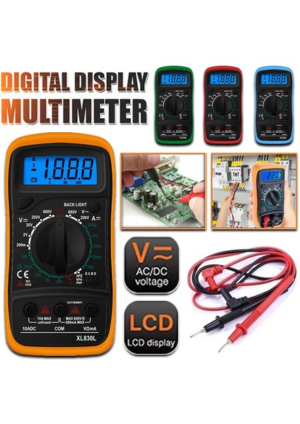 El Dijital Multimetre LCD Arka Işık Taşınabilir Ac/dc Ampermetre Voltmetre Ohm Gerilim Test Cihazı Metre Multimetro Devre Kontrol Cihazı (Yurt Dışından)