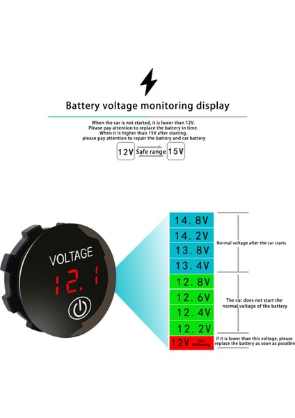 2x Kapasiteli Ekran Voltmetre LED Dijital Gerilim Ölçer Dokunmatik Açık Kapalı Anahtarı Araba Motosiklet Dc 3 V-35 V Yeşil (Yurt Dışından)